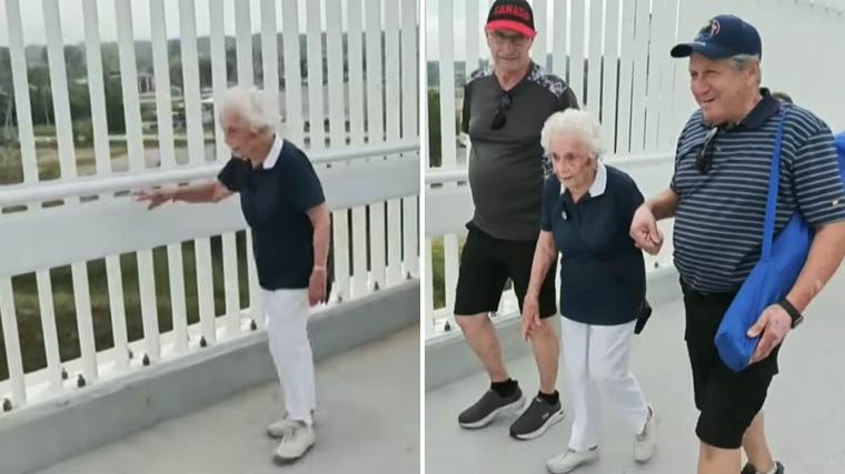 „Oh Gott. Ich mache es!“: 102-Jährige läuft über neue Brücke