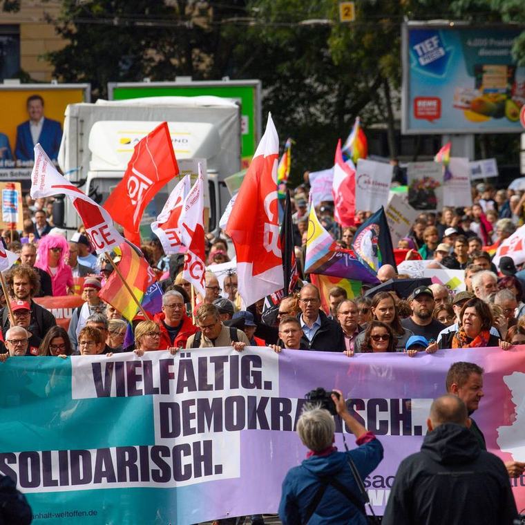 Vor der Landtagswahl: Tausende demonstrieren in Sachsen-Anhalt für Demokratie