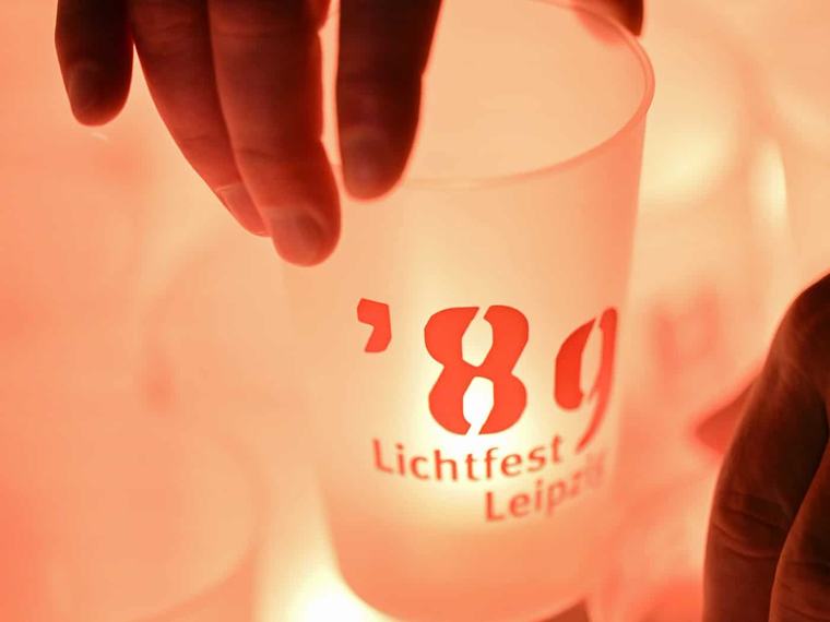 Leipziger Lichtfest zu Ehren der Menschen vor dem Mauerfall