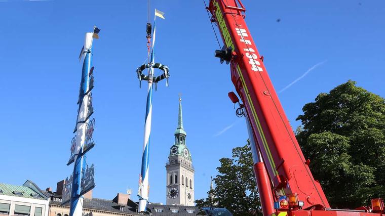 Maibaum hängt plötzlich in der Luft: Wahrzeichen am Viktualienmarkt abgebaut – aus konkretem Grund