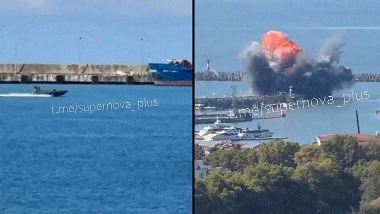 Ukraine greift mit Seedrohnen an: Videos zeigen heftige Explosionen in russischem Schwarzmeerhafen